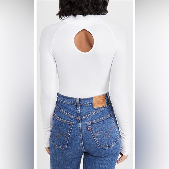 FREE PEOPLE Women's Seamless White Turtleneck Bodysuit with Cheeky Snap Gusset - Picture 4 of 12